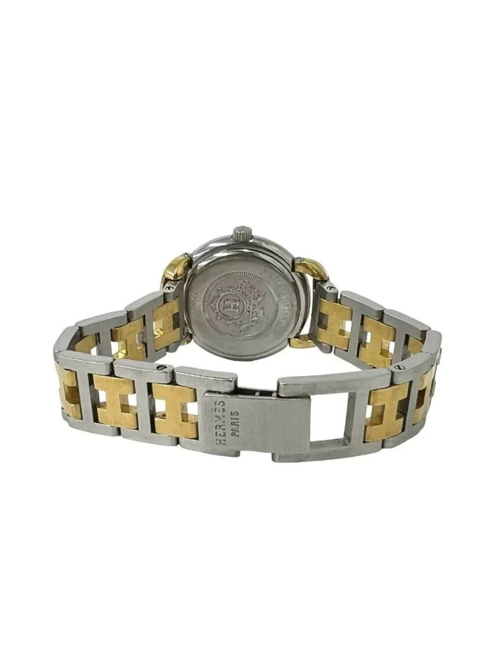 Hermes Pullman Stainless Quartz Watch Wrist Gold Silver
